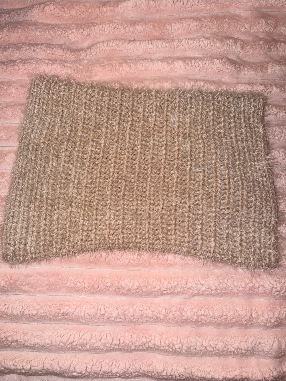Dusty Pink Fuzzy Knit Scarf Cozy Winter Accessory
